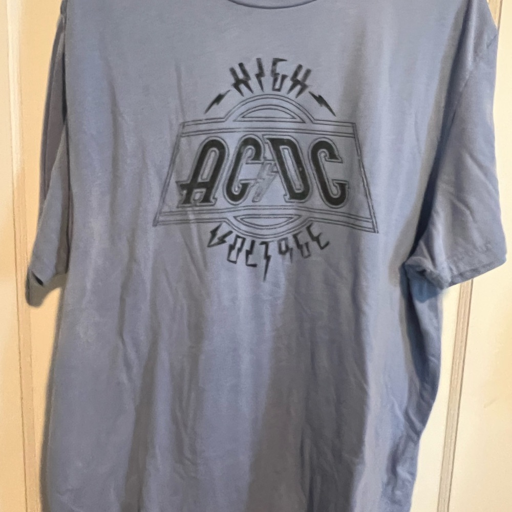 AC/DC Blue Short Sleeve Tee Rock Band Design